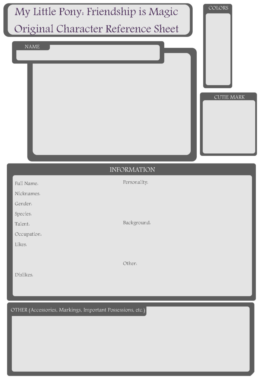 Pony OC Blank Reference Sheet by OrigamiZombie on DeviantArt