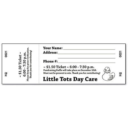 Custom 1 Color Perforated Tickets EventRaffle 1 Side Pack