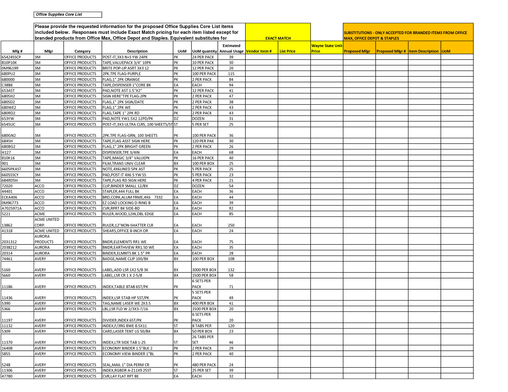 fice Supply Checklist Template Excel