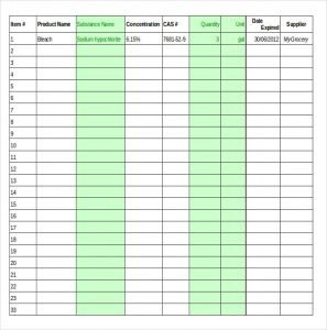 fice Supply Checklist Template Excel