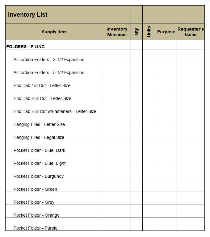Supply Inventory Template 19 Free Word Excel PDF
