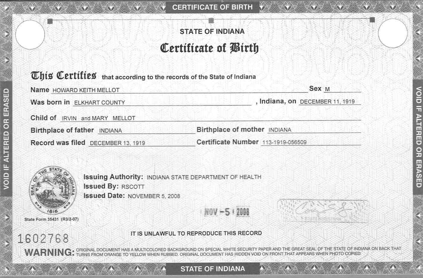 5 Birth Certificate Templates Excel PDF Formats