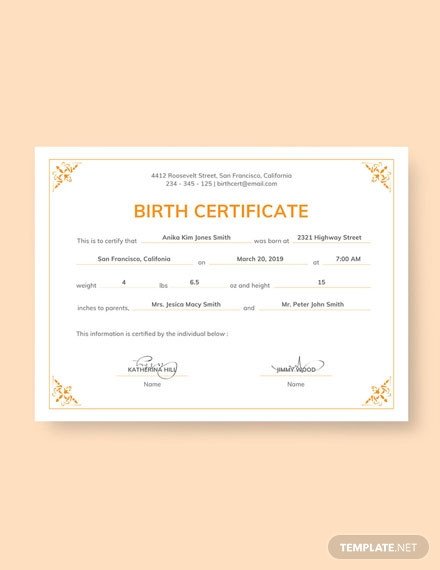 FREE Birth Certificate Template Download 269