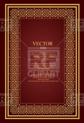 Brochure or book cover template with golden vintage