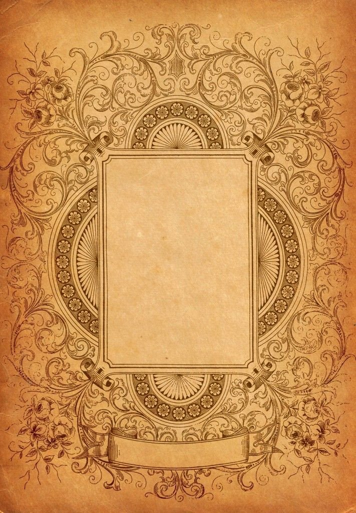 Ornate decorative border with paper texture background