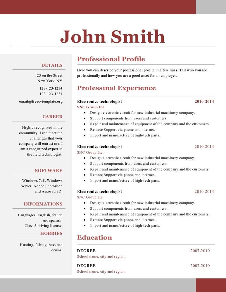 e Page Resume Template Free Download Paru