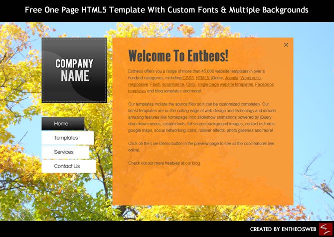 Free e Page HTML5 Template With Custom Fonts & Multiple