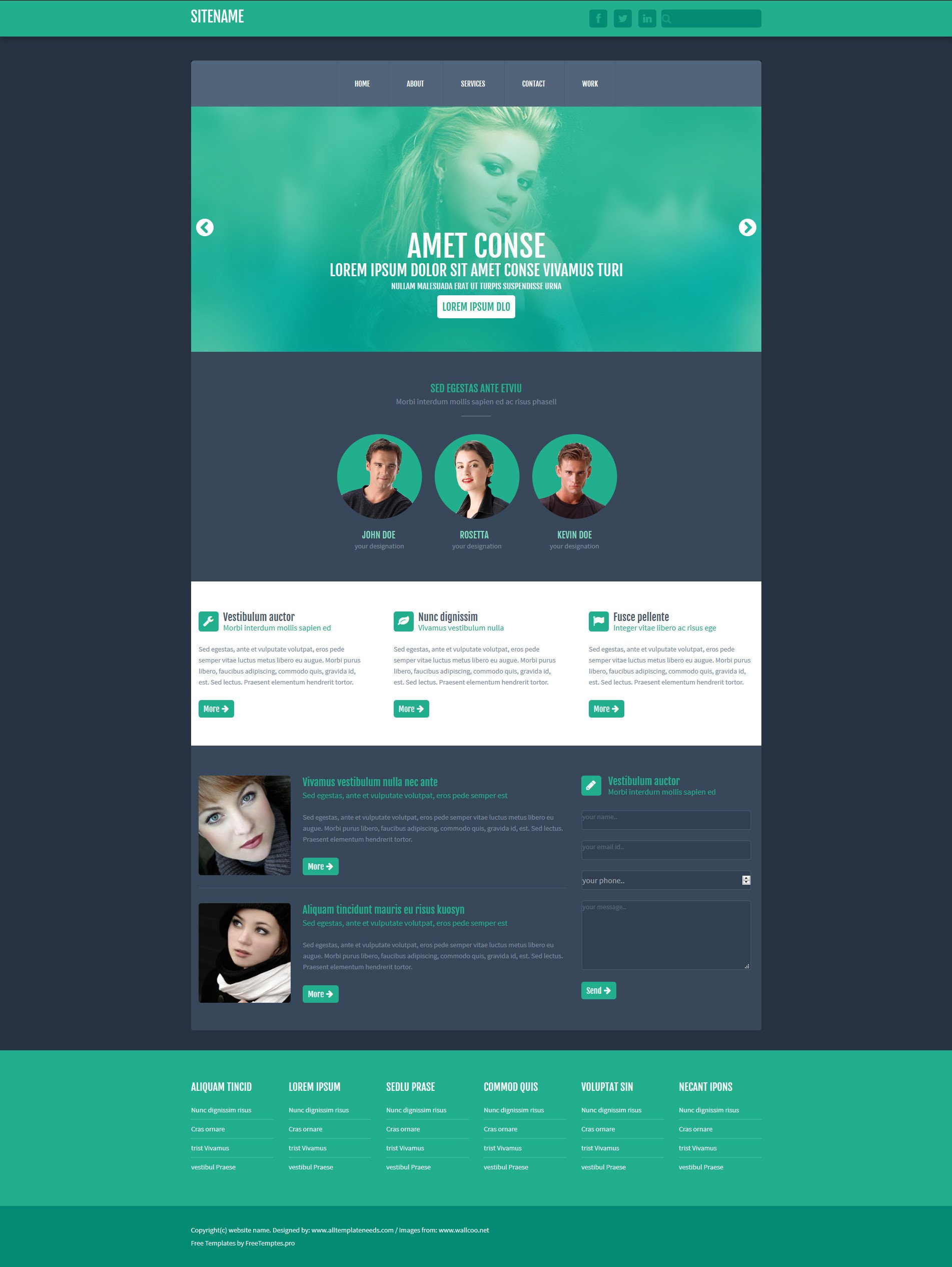 Free e Page Website HTML Template