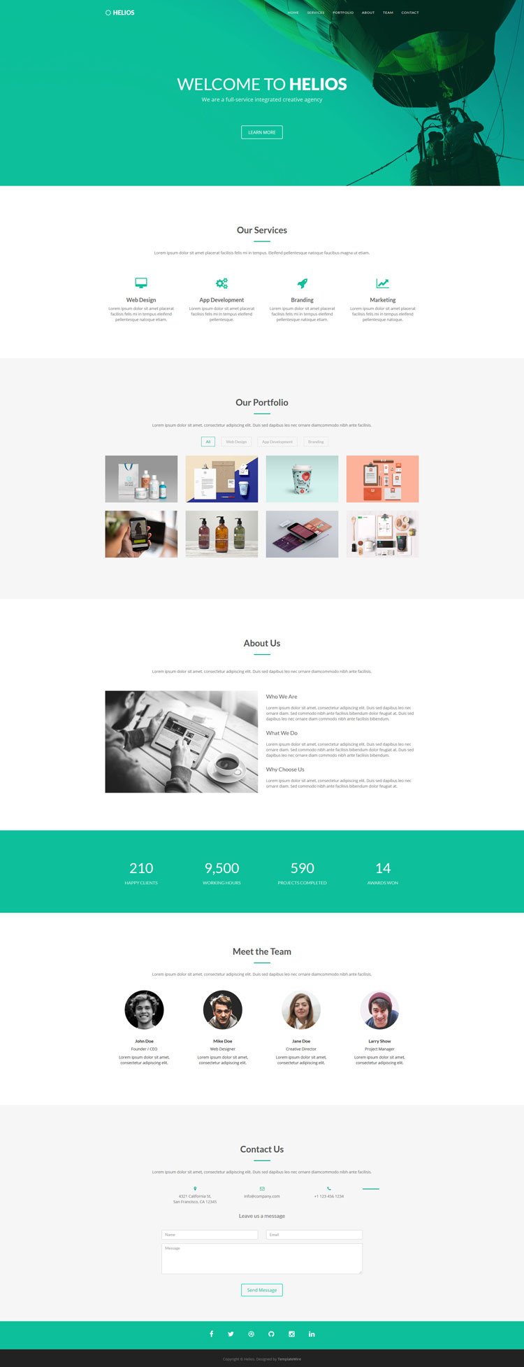 Helios Free e Page Agency Template Bootstrap Templates