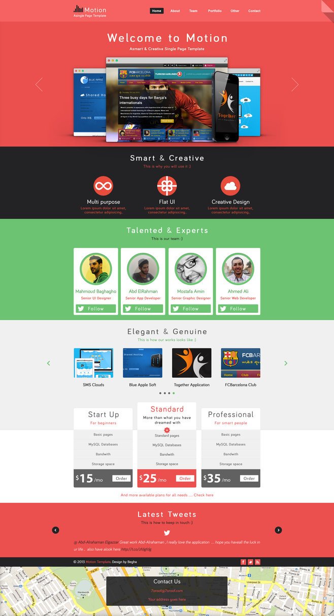 Motion single page PSD web template for free by begha on