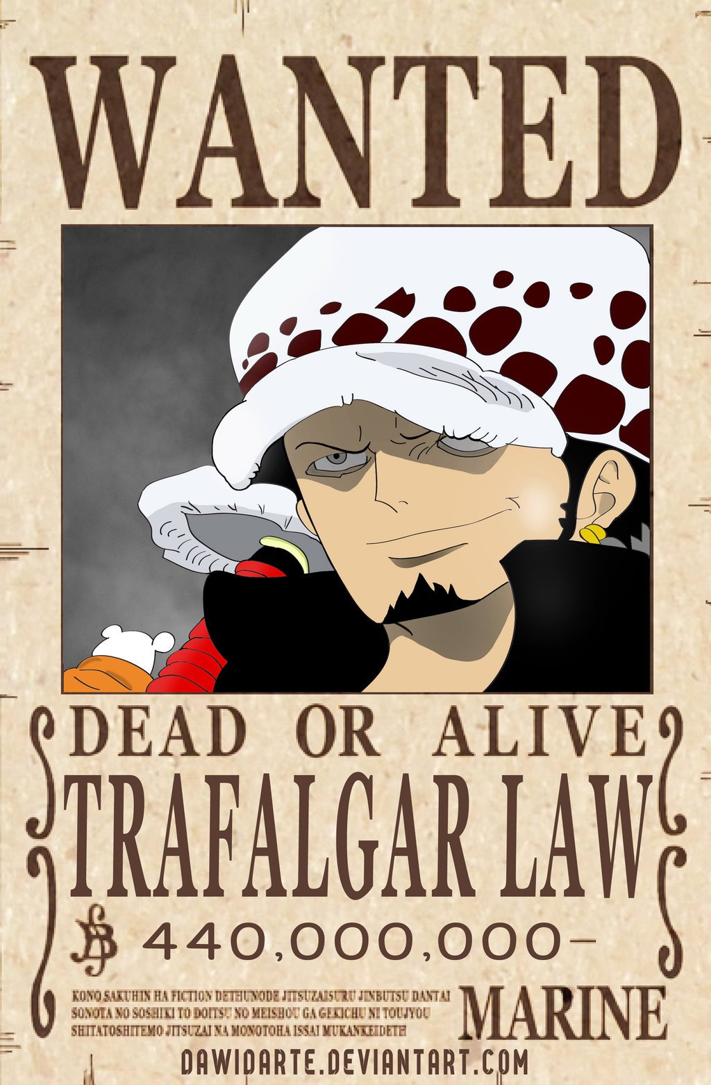 e Piece Trafalgar Law ficial Wanted Poster by