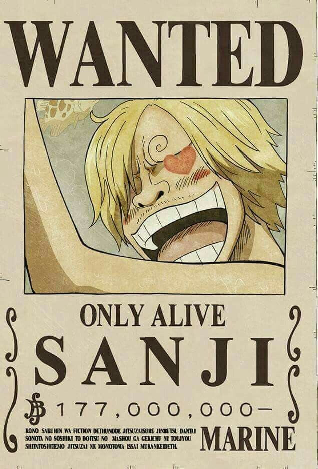 Wanted Sanji e Piece Pinterest