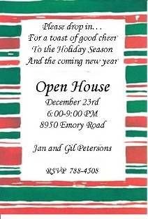 christmas open house invitations wording