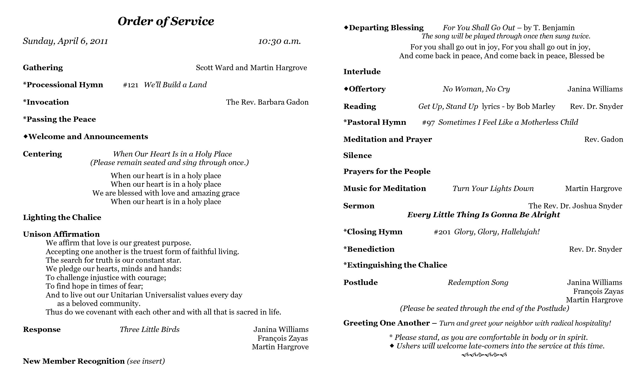 Best s of Sample Church Programs Order Service