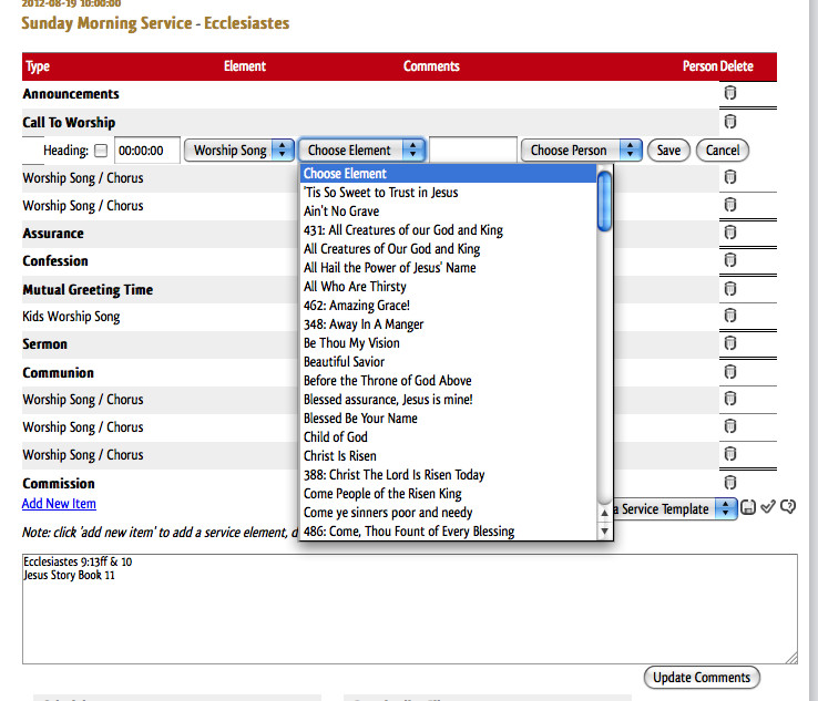 Service Builder Free line Tool For Worship Planning and