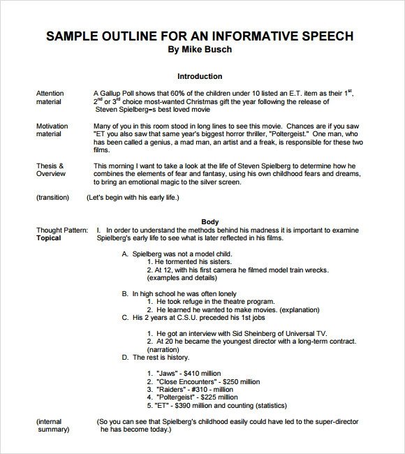 Sample Informative Speech 11 Documents in PDF Word
