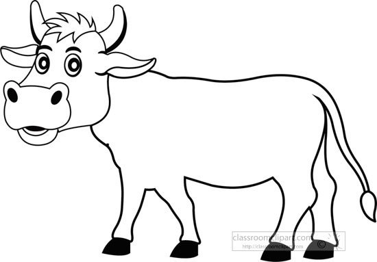 Animals Black and White Outline Clipart Cow outline
