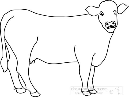 Animals cow in pasture outline Classroom Clipart