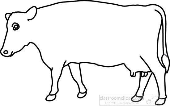 Animals cow on grass 1 outline Classroom Clipart