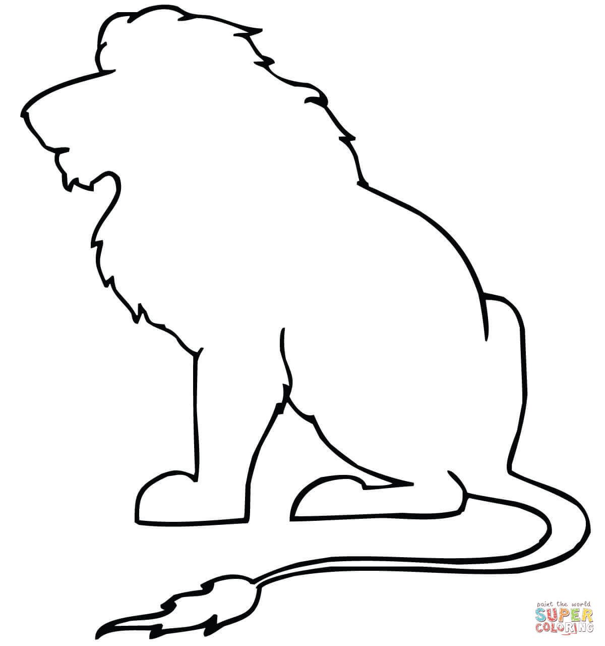 Sitting Lion Outline coloring page