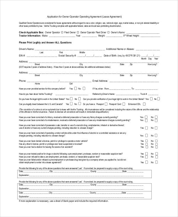 Sample Lease Agreement Form 11 Examples in PDF Word