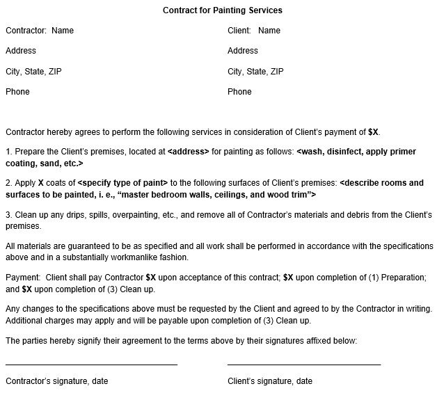 Painting Agreement forms Advanced Painting Contract Free