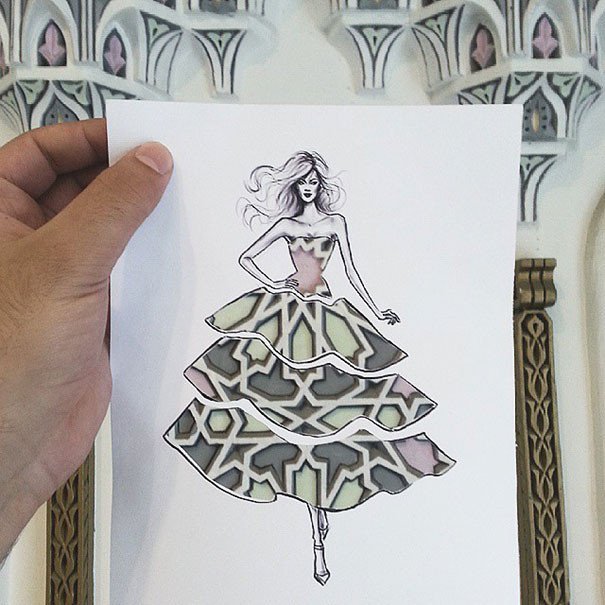 Fashion Illustrator pletes His Cut Out Dresses With