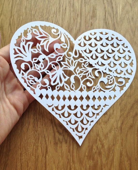 Pattern Heart Papercutting Template to от
