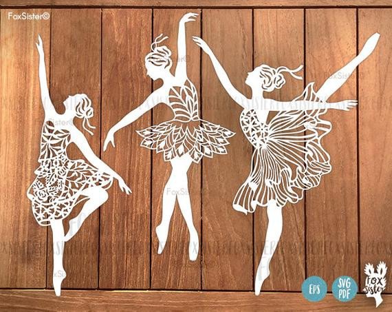 Ballerina SVG Bundle 3 Papercut Templates Set 1 Ballet