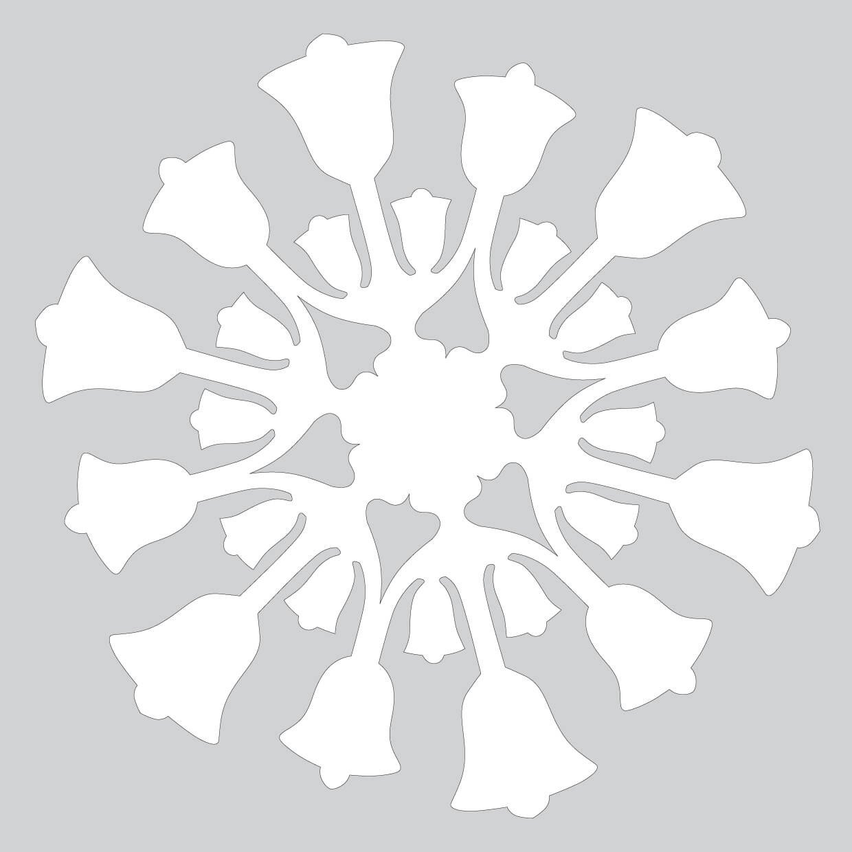 Paper Snowflake Pattern with Bells Cut out Template
