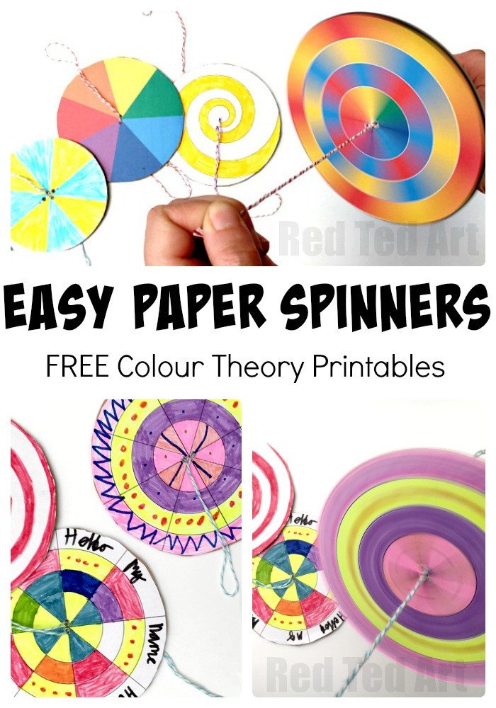 DIY Paper Spinner Toys Red Ted Art