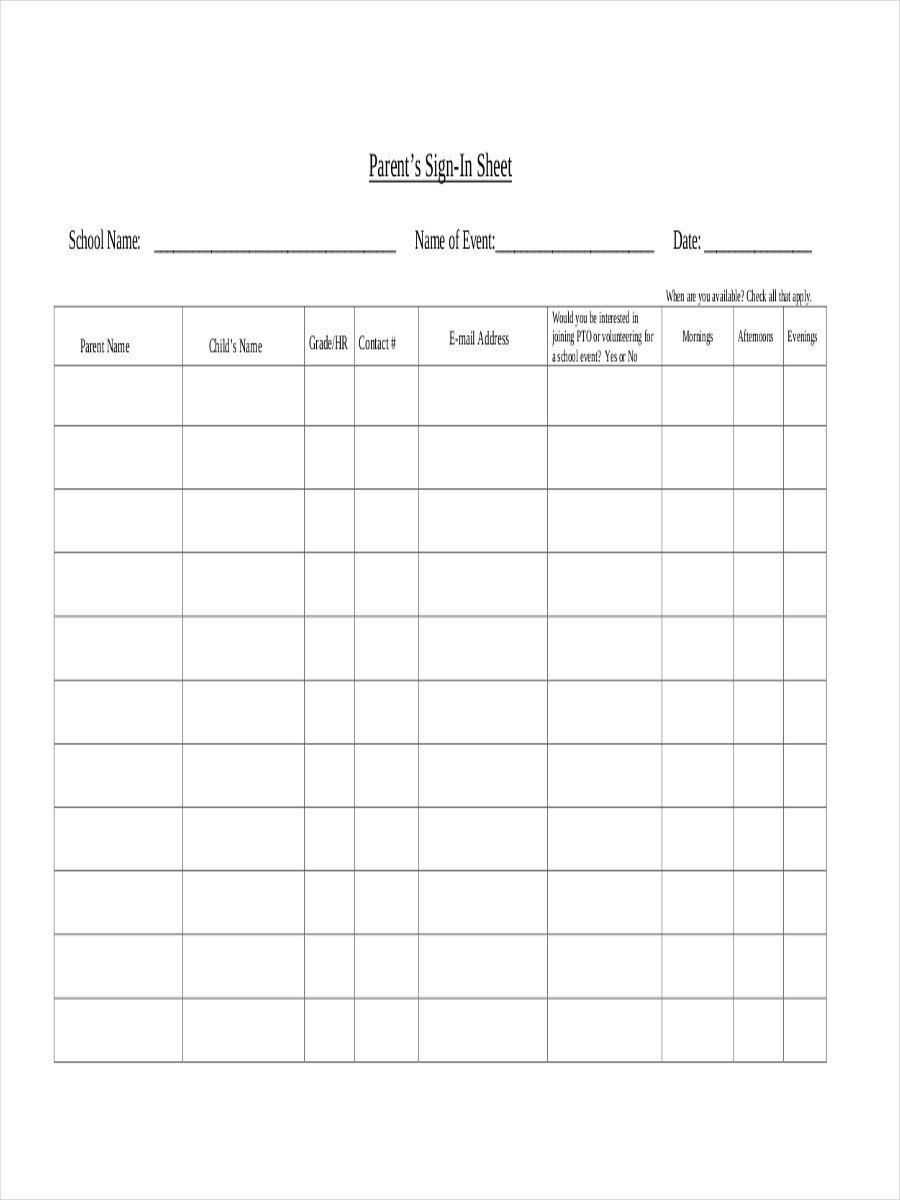 12 Sign In Sheet Examples & Samples