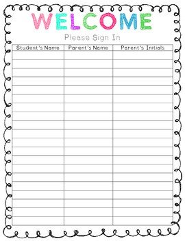 Orientation Open House Sign In Sheet by Amy Waller Peace