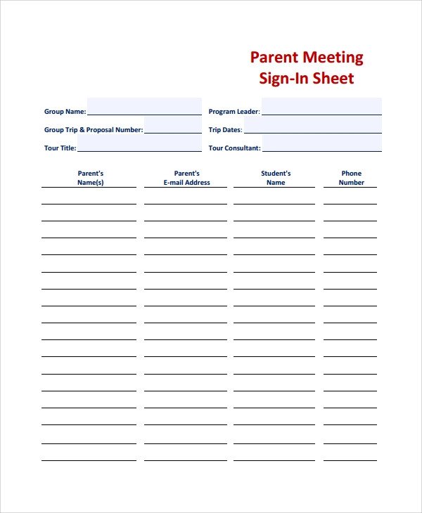 Sample Student Sign in Sheet Templates 8 Free Documents