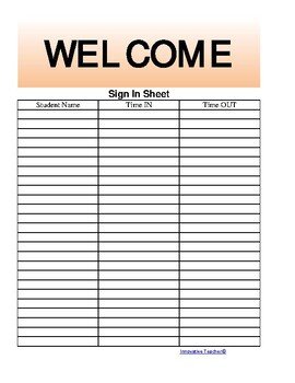 The Teacher s Ultimate Sign In Sheet FREE by Innovative
