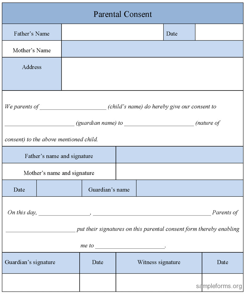 Parental Consent Form Sample Forms