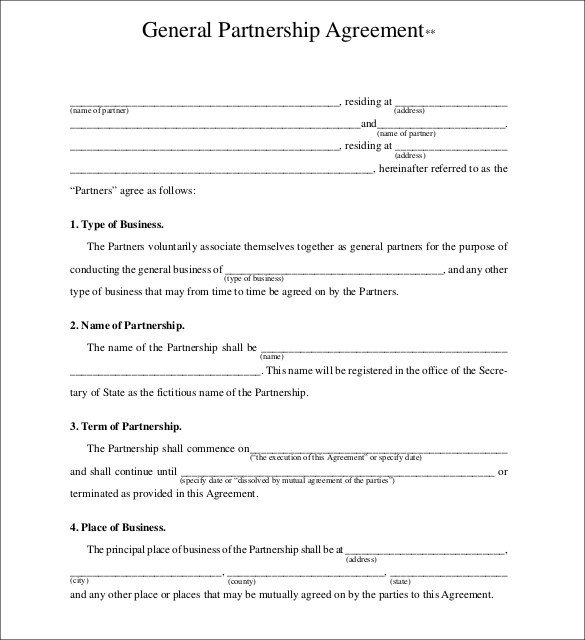 Partnership Agreement Template 21 Free Word PDF