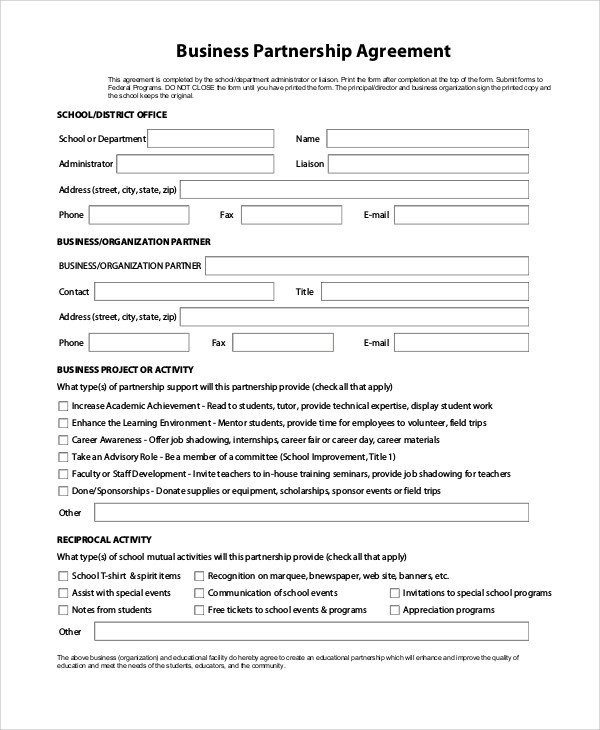 Sample Partnership Agreement 16 Examples in PDF Word