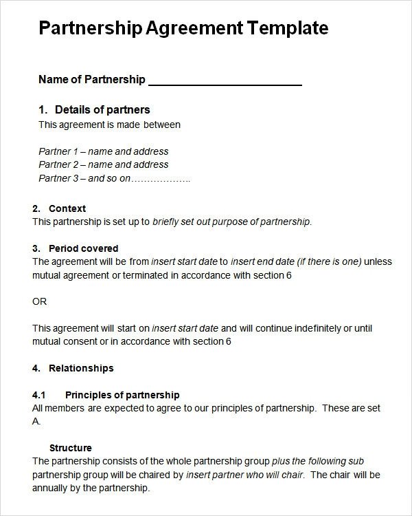 Sample Partnership Agreement 24 Free Documents Download