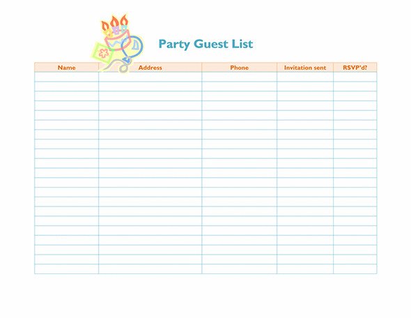 Party Guest List Template