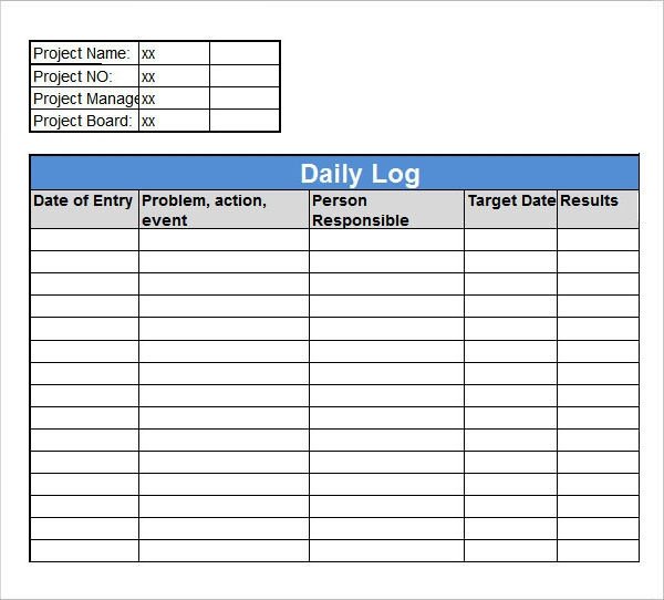 16 Sample Daily Log Templates PDF DOC