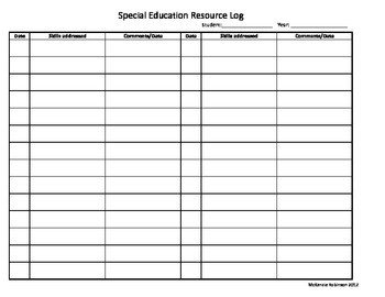 Special Education Daily Log by McKenzie Robinson