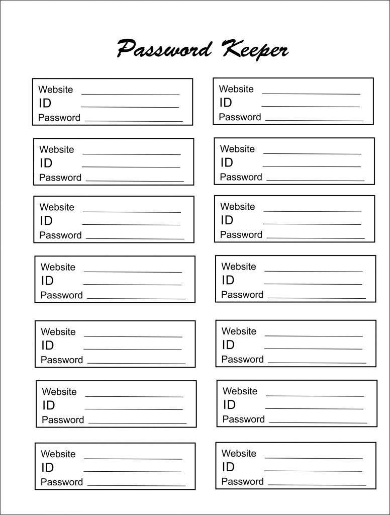 Password Keeper Free Printable Arts and Crafts Business