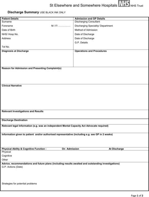Discharge Summary Template Templates&Forms