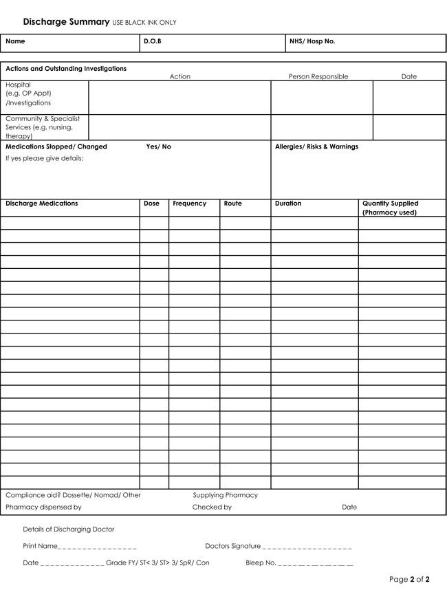 Discharge Summary Templates 4 Samples to Create