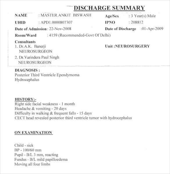Sample Discharge Summary 13 Documents in Word PDF