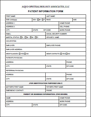 Example Patient Information Form Advanced Typo
