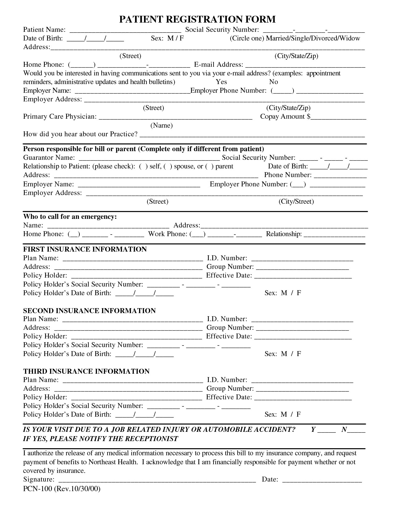 Free Patient Registration Form Template
