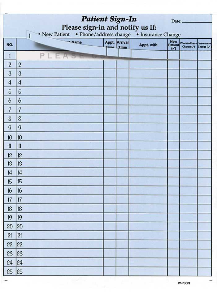 HIPAA Patient Sign in Sheets Health Forms & Systems Inc