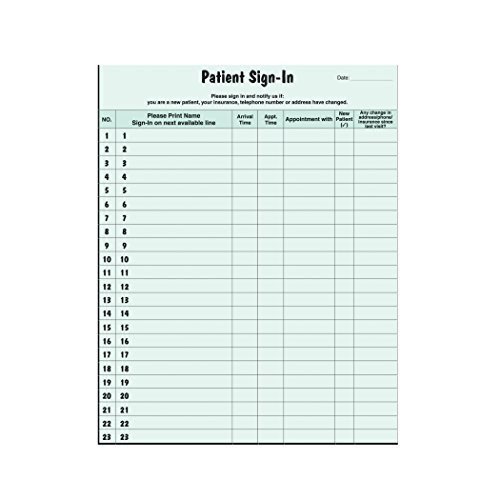 Patient sign in sheet Color green 250 Package Import